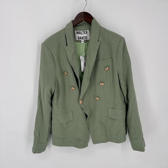 Walter Baker Phelps Linen-Blend Blazer Double Breasted in Sage Green Size XL NWT - Picture 4 of 14